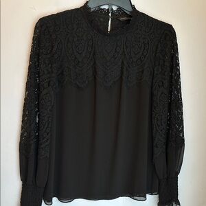White House Black Market Black Lace Blouse
